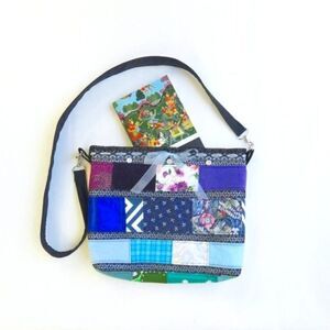 Rainbow Patchwork Bag -Upcycled - Handmade - Crossbody - Hippie Retro Bo…​​​​​